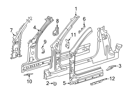 2019 Mercedes-Benz E450 Aperture Panel, Hinge Pillar, Rocker Diagram 1