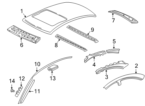 Roof Panel Diagram for 203-650-01-09