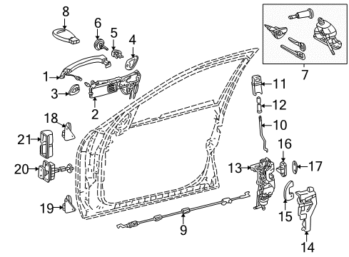 2004 Mercedes-Benz S430 Front Door - Lock & Hardware Diagram