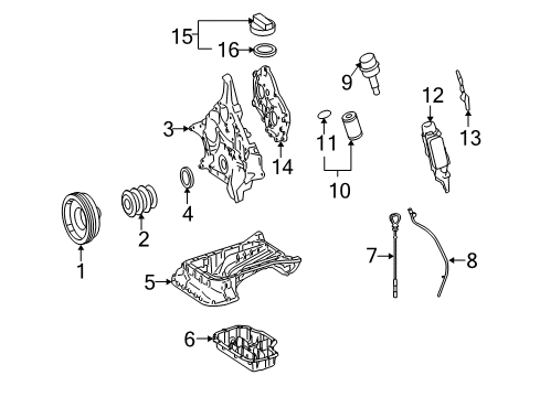 2007 Mercedes-Benz S550 Engine Parts & Mounts, Timing, Lubrication System Diagram 1