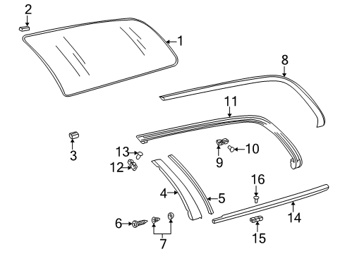 1999 Mercedes-Benz E320 Quarter Panel - Glass & Hardware Diagram