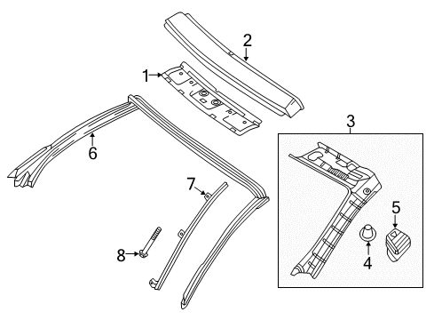 2016 Mercedes-Benz SLK55 AMG Windshield Header & Components Diagram