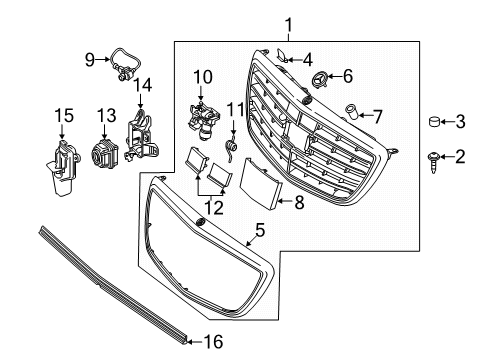2018 Mercedes-Benz S560 Grille & Components Diagram 3