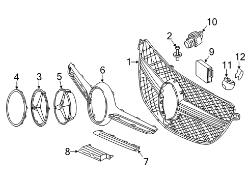 2017 Mercedes-Benz GLE43 AMG Grille & Components Diagram 1