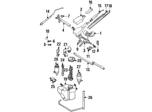 1999 Mercedes-Benz CL500 Wiper & Washer Components, Body Diagram