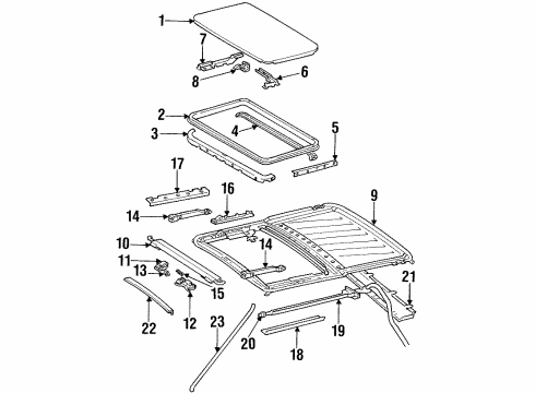 1990 Mercedes-Benz 300TE Sunroof, Body Diagram 2