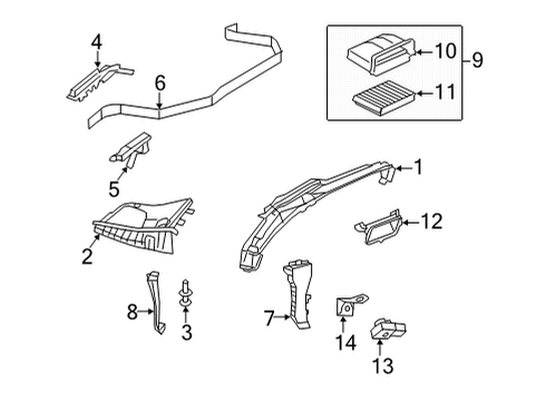 2022 Mercedes-Benz E350 Cowl Diagram 1