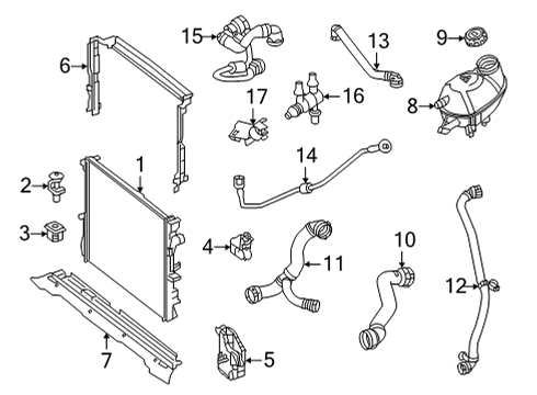 Radiator Hose Diagram for 253-501-42-82