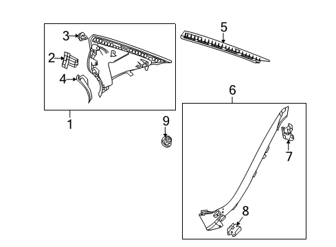 Upper Quarter Trim Diagram for 212-690-45-25-9G26