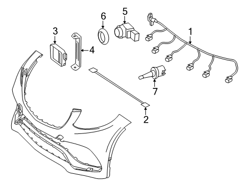 2019 Mercedes-Benz GLE63 AMG S Electrical Components - Front Bumper Diagram 3