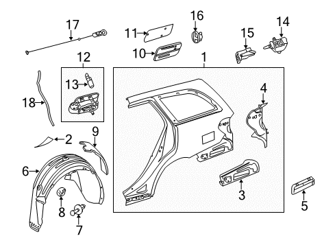 2016 Mercedes-Benz E63 AMG S Quarter Panel & Components Diagram 2