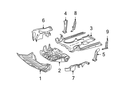 2009 Mercedes-Benz S65 AMG Splash Shields Diagram 2