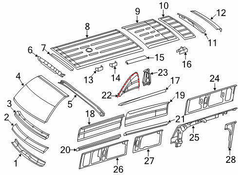 2011 Mercedes-Benz Sprinter 2500 Roof & Components Diagram 1