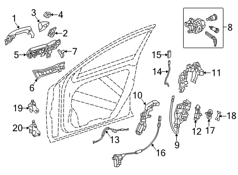 2020 Mercedes-Benz S560e Lock & Hardware Diagram 1