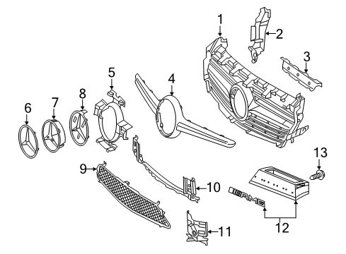 2019 Mercedes-Benz CLA45 AMG Grille & Components Diagram