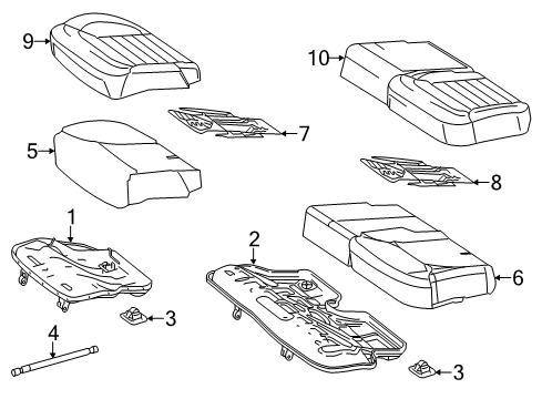 2014 Mercedes-Benz GL350 Rear Seat Components Diagram 3