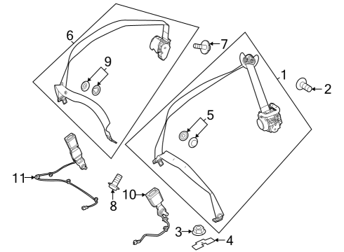 2022 Mercedes-Benz GLB250 Second Row Seat Belts Diagram