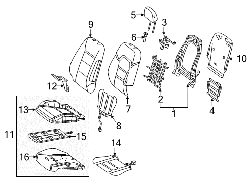 Cushion Cover Diagram for 246-910-53-03-64-9D52