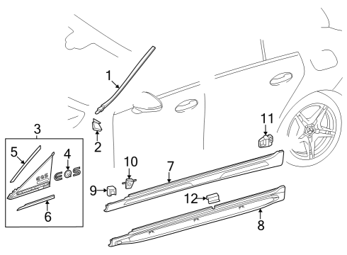 2024 Mercedes-Benz EQS 450+ SUV Exterior Trim - Pillars Diagram