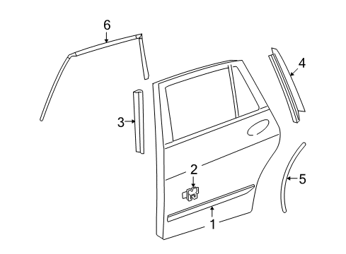 2007 Mercedes-Benz R63 AMG Exterior Trim - Rear Door Diagram