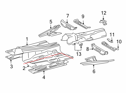 2005 Mercedes-Benz CLK55 AMG Pillars, Rocker & Floor - Floor & Rails Diagram 1