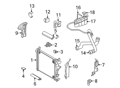 2003 Mercedes-Benz CL600 Radiator & Components Diagram