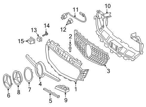 2018 Mercedes-Benz E43 AMG Grille & Components Diagram