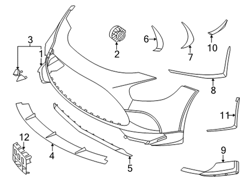 Bumper Cover Diagram for 190-885-22-03-9999