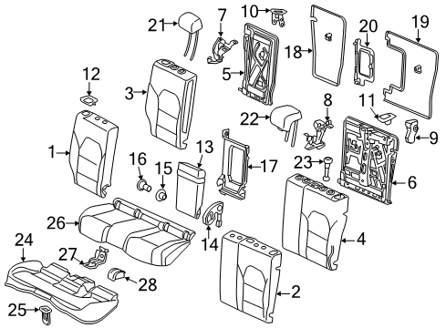 2017 Mercedes-Benz B250e Rear Seat Components Diagram