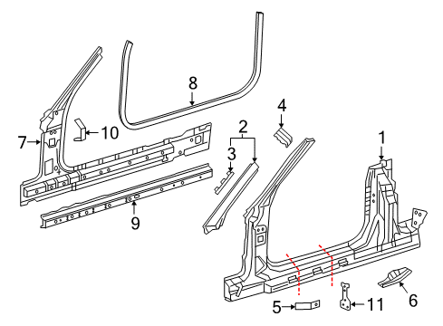 Surround Weatherstrip Diagram for 205-692-02-76-9G44