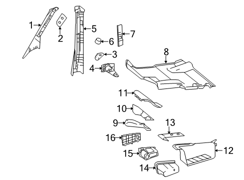 2012 Mercedes-Benz Sprinter 3500 Interior Trim - Pillars, Rocker & Floor Diagram 2