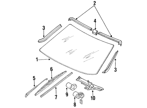 1991 Mercedes-Benz 350SD Wiper & Washer Components Diagram