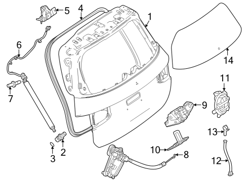 2023 Mercedes-Benz EQB 250 Lift Gate & Hardware, Glass Diagram