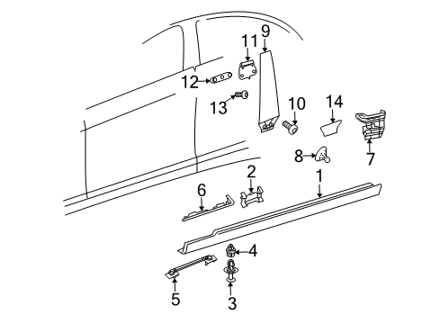 Rocker Molding Diagram for 219-698-04-54