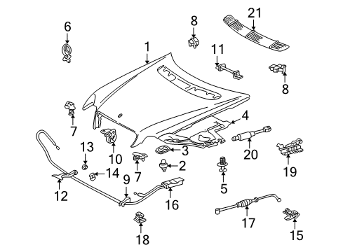 2002 Mercedes-Benz C230 Hood & Components, Body Diagram