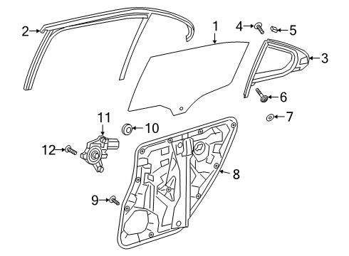 2019 Mercedes-Benz A220 Rear Door - Glass & Hardware Diagram