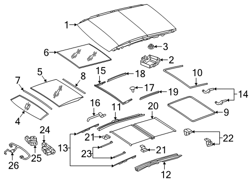 2017 Mercedes-Benz GLE300d Sunroof, Body Diagram 1