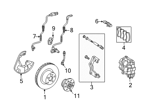 2003 Mercedes-Benz S430 Front Brakes Diagram 1