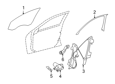 2010 Mercedes-Benz CLS63 AMG Front Door - Glass & Hardware Diagram