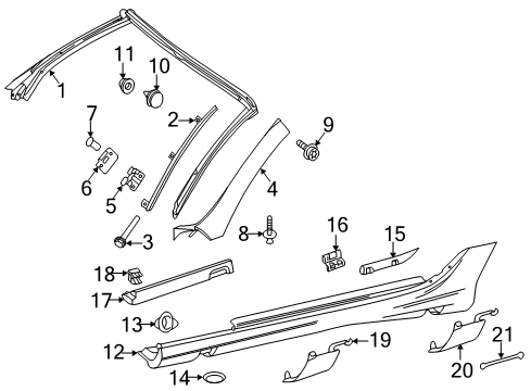 2018 Mercedes-Benz SLC300 Exterior Trim - Pillars Diagram