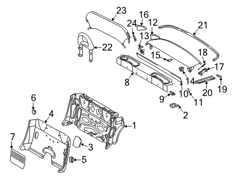 2002 Mercedes-Benz SLK230 Top Well Components