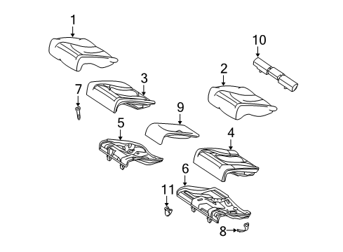 2004 Mercedes-Benz CLK55 AMG Rear Seat Components Diagram 3