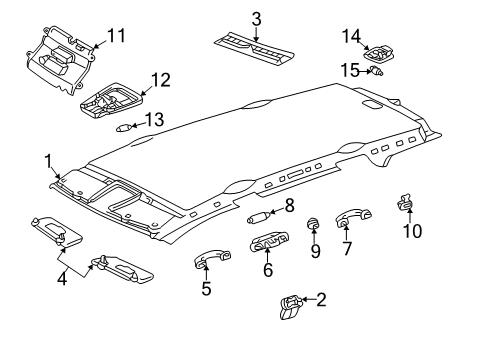 Rear Header Trim Diagram for 163-690-00-25-1A68