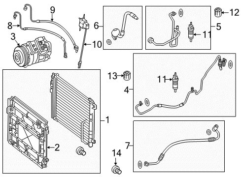 2010 Mercedes-Benz E350 A/C Condenser, Compressor & Lines Diagram 1