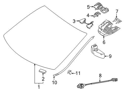 2020 Mercedes-Benz CLA250 Windshield Glass Diagram