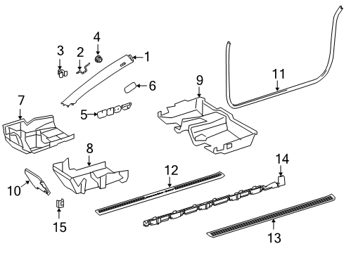 Windshield Pillar Trim Diagram for 216-690-01-25-8L48