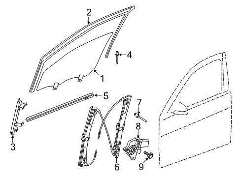 2010 Mercedes-Benz S400 Front Door - Glass & Hardware Diagram