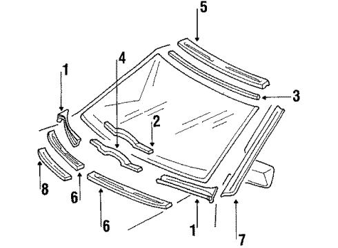 1986 Mercedes-Benz 300E Windshield Glass Diagram