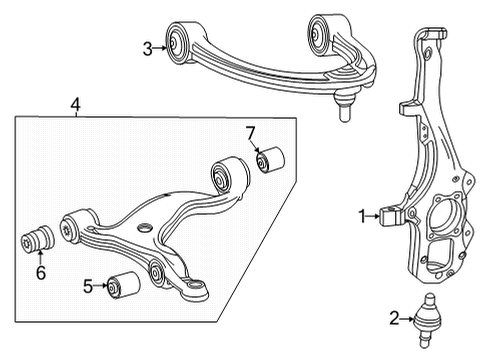 2024 Mercedes-Benz GLE63 AMG S Front Suspension Components Diagram 1