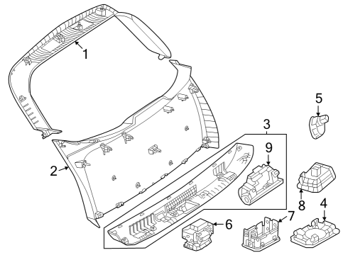 Upper Gate Trim Diagram for 254-740-31-00-9051